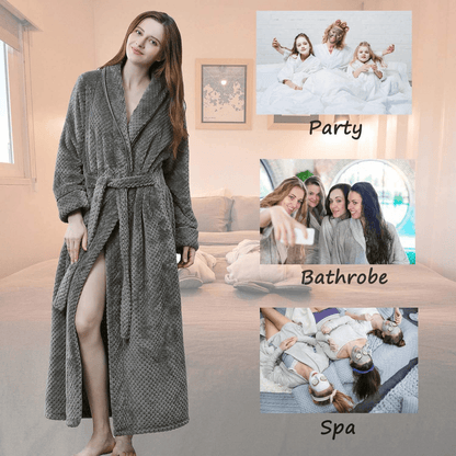 Womens Long Robe Soft Warm Fleece Plush Bathrobe Ladies Sleepwear Pajamas Housecoat Nightgown Apparel & Accessories > Clothing > Sleepwear & Loungewear > Robes Kylie Max   