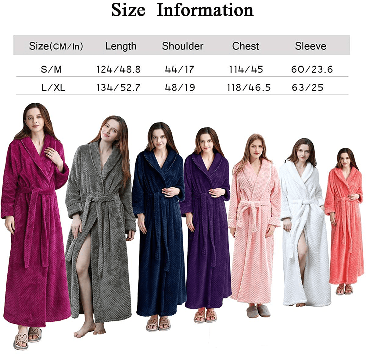 Womens Long Robe Soft Warm Fleece Plush Bathrobe Ladies Sleepwear Pajamas Housecoat Nightgown Apparel & Accessories > Clothing > Sleepwear & Loungewear > Robes Kylie Max   