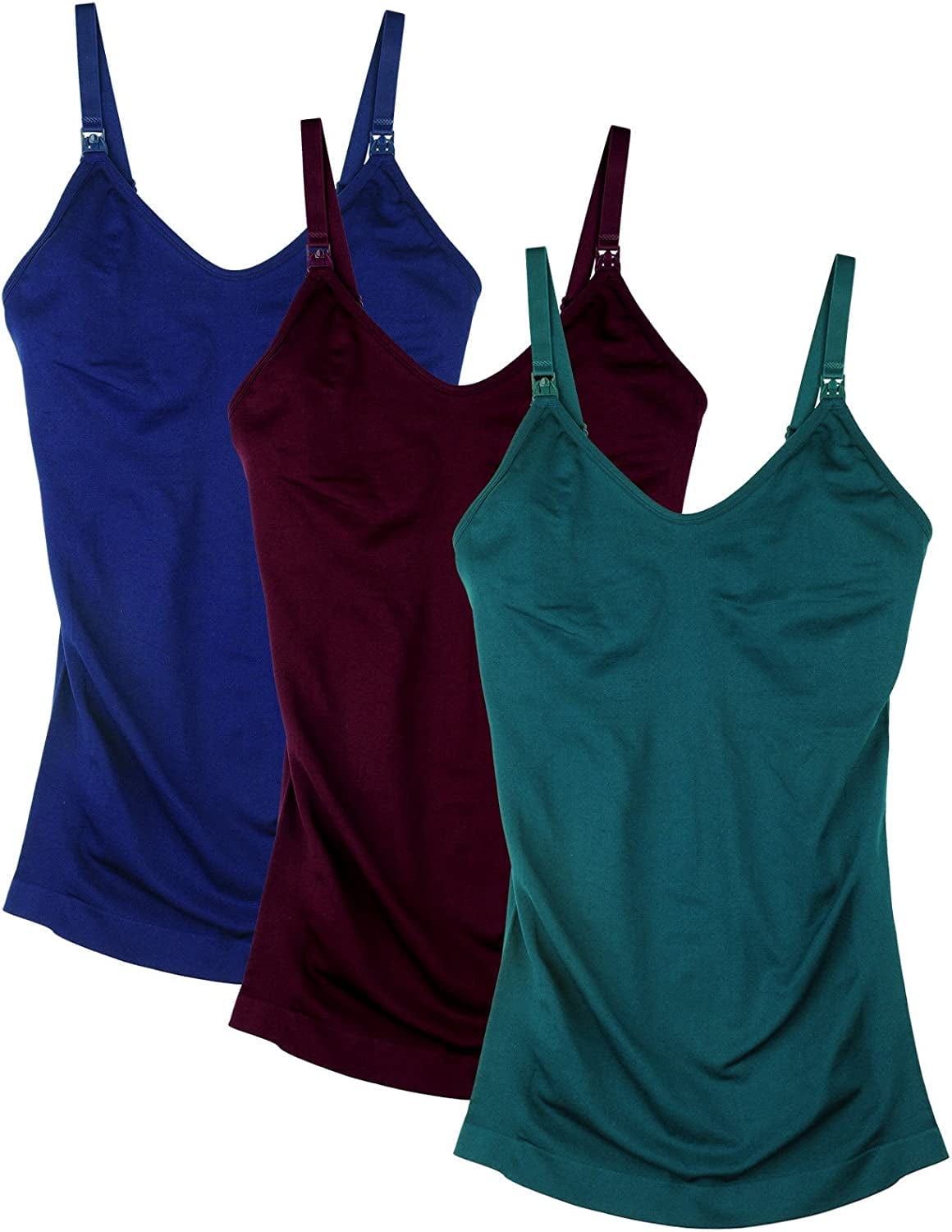 Womens Maternity Nursing Tank Cami for Breastfeeding with Adjustable Straps Blue,red,green / Medium