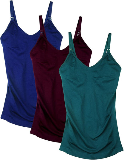 Womens Maternity Nursing Tank Cami for Breastfeeding with Adjustable Straps Blue,red,green / Medium