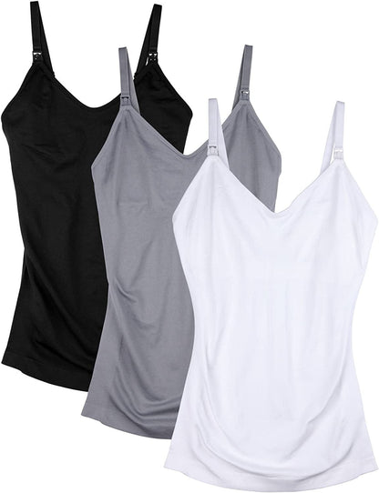 Womens Maternity Nursing Tank Cami for Breastfeeding with Adjustable Straps Black,grey,white / Large
