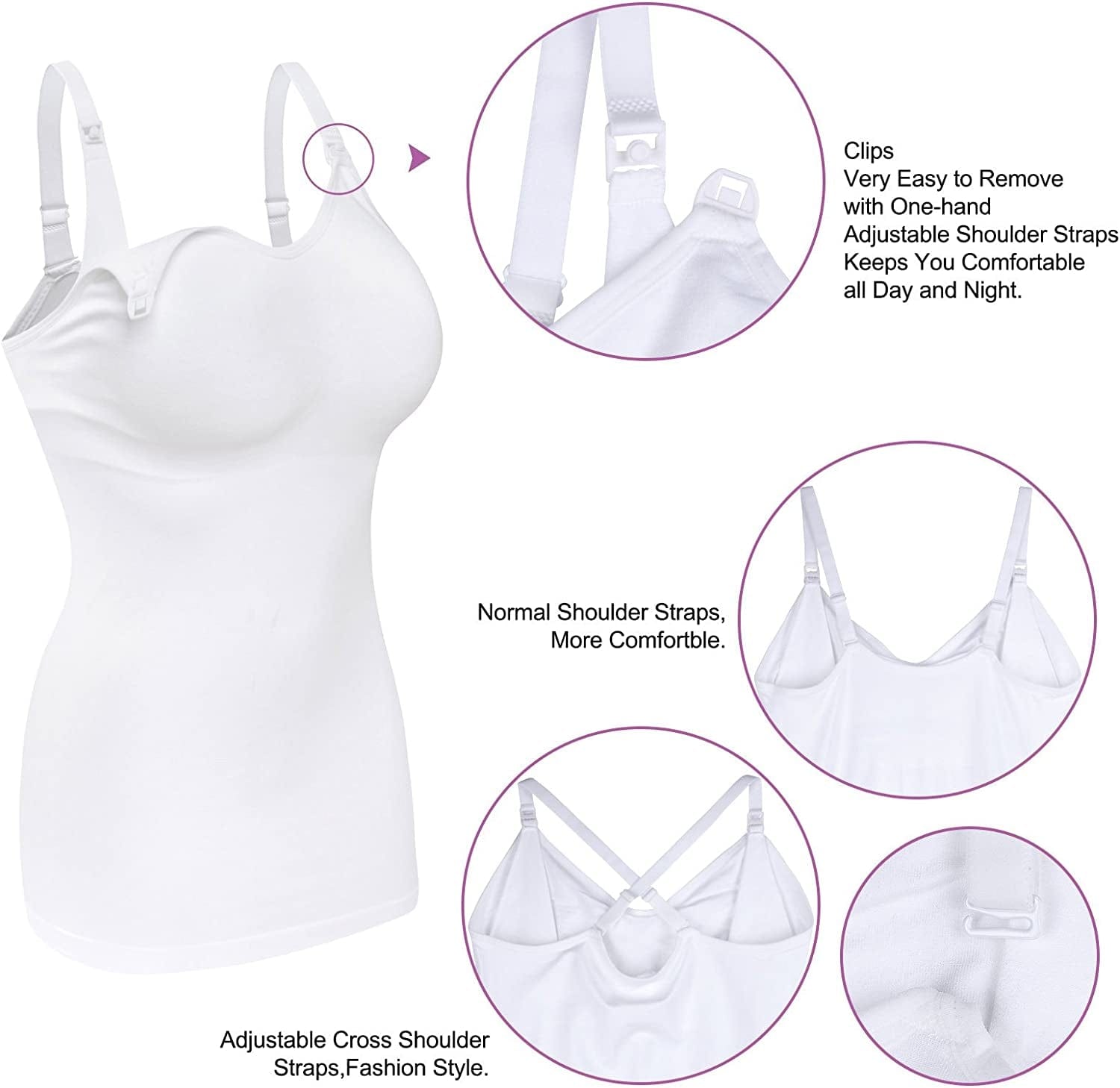 Womens Maternity Nursing Tank Cami for Breastfeeding with Adjustable Straps
