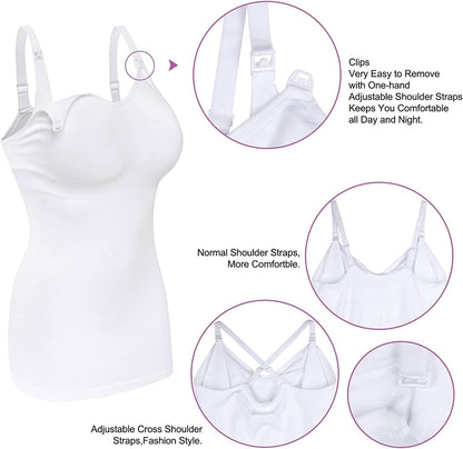 Womens Maternity Nursing Tank Cami for Breastfeeding with Adjustable Straps
