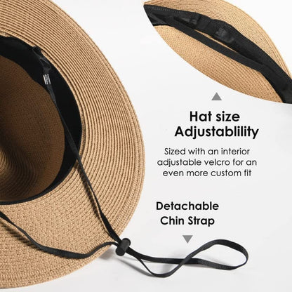 Womens Mens Wide Brim Straw Panama Hat Fedora Summer Beach Sun Hat UPF Straw Hat for Women Apparel & Accessories > Clothing Accessories > Hats KYLIE MAX   