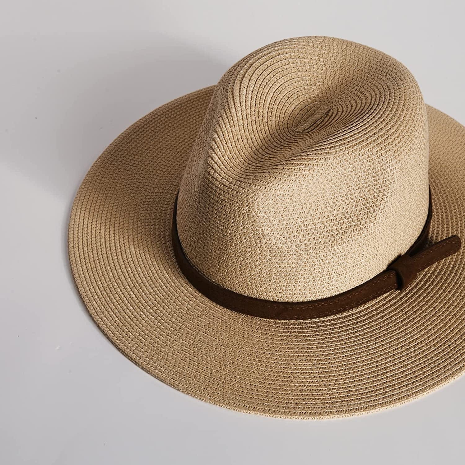 Womens Mens Wide Brim Straw Panama Hat Fedora Summer Beach Sun Hat UPF Straw Hat for Women Apparel & Accessories > Clothing Accessories > Hats KYLIE MAX   