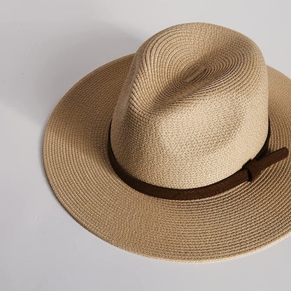 Womens Mens Wide Brim Straw Panama Hat Fedora Summer Beach Sun Hat UPF Straw Hat for Women Apparel & Accessories > Clothing Accessories > Hats KYLIE MAX   