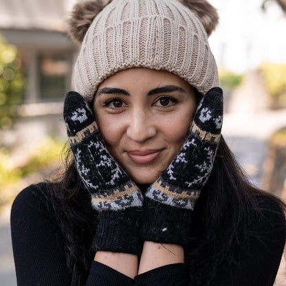 Womens Mittens Cold Weatherfair Isle Knit Sherpa Lined Winter Mittens Apparel & Accessories > Clothing Accessories > Gloves & Mittens Verabella   