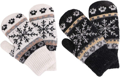 Womens Mittens Cold Weatherfair Isle Knit Sherpa Lined Winter Mittens Apparel & Accessories > Clothing Accessories > Gloves & Mittens Verabella Black/White Mittens  