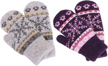 Womens Mittens Cold Weatherfair Isle Knit Sherpa Lined Winter Mittens Apparel & Accessories > Clothing Accessories > Gloves & Mittens Verabella Light Grey/Purple Mittens  