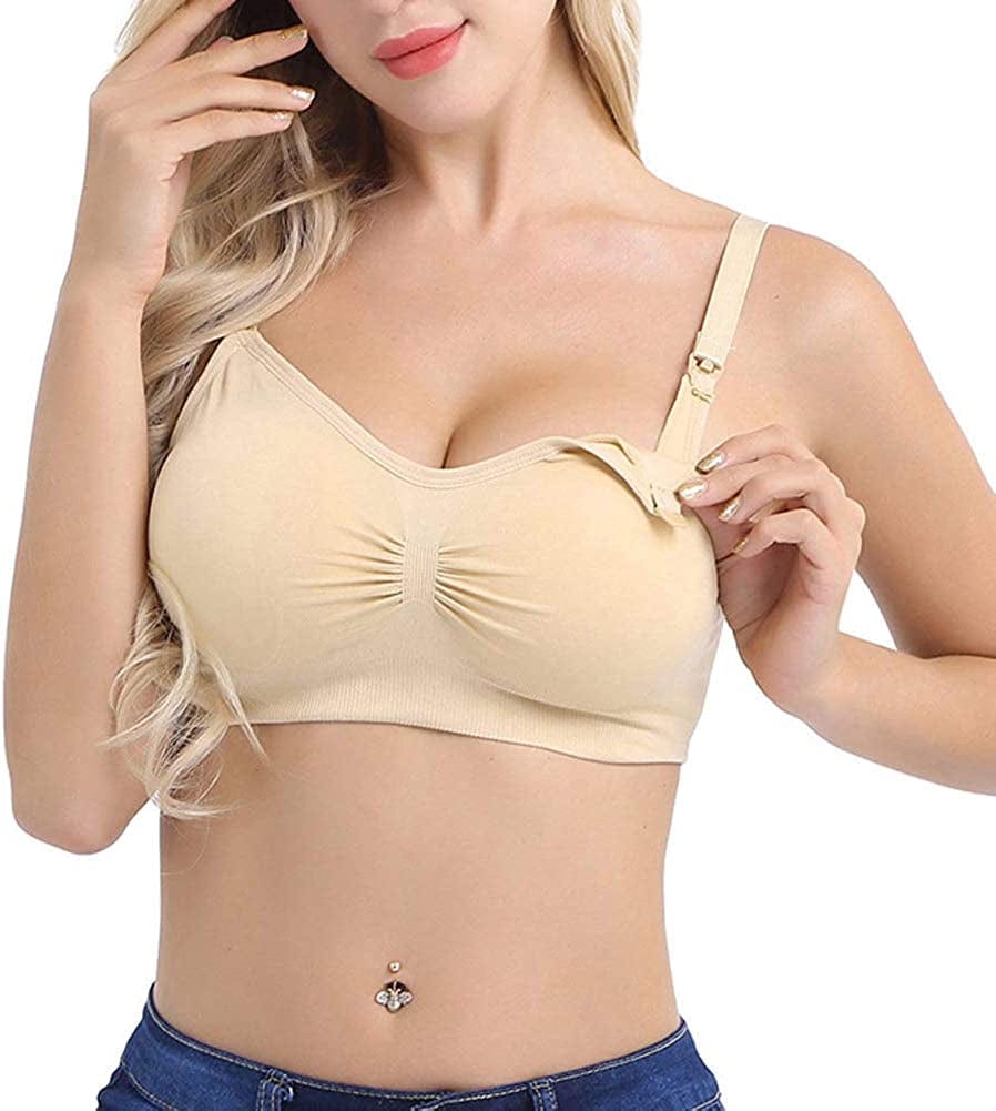 Womens Nursing Bra Seamless Sleeping Wirefree Breastfeeding Maternity Bralette with Removable Spill Prevention Pads