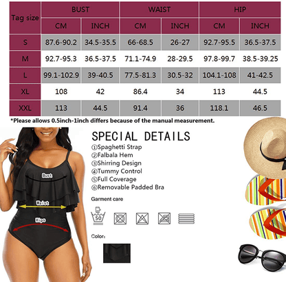 Womens One Piece Bathing Suits Sexy Vintage Bikini Tummy Control Flounce plus Size Swimwear High Cut Monokini Swimsuits Apparel & Accessories > Clothing > Swimwear Kylie Max   