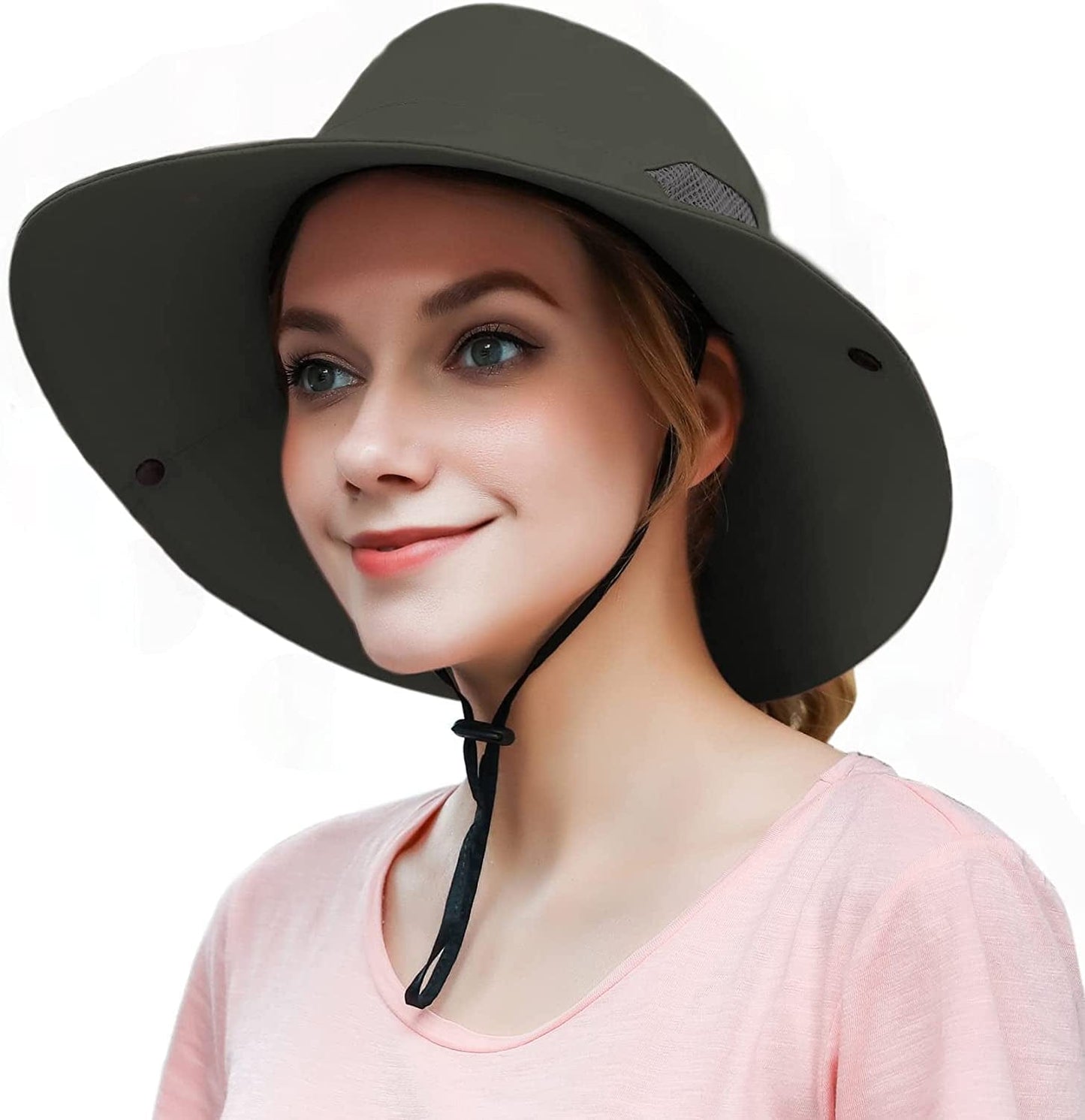 Womens Outdoor Summer Sun Hat UV Protection Wide Brim Foldable Fishing Hats with Ponytail Hole Apparel & Accessories > Clothing Accessories > Hats HICOSKY   