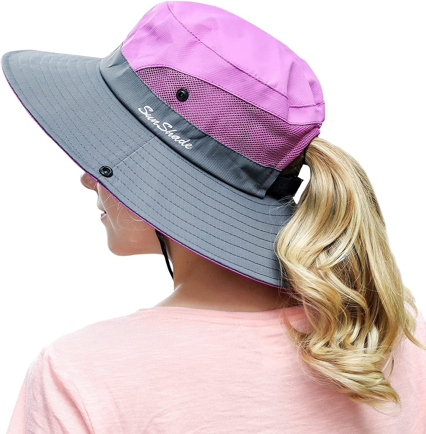 Womens Outdoor Summer Sun Hat UV Protection Wide Brim Foldable Fishing Hats with Ponytail Hole Apparel & Accessories > Clothing Accessories > Hats HICOSKY Purple  