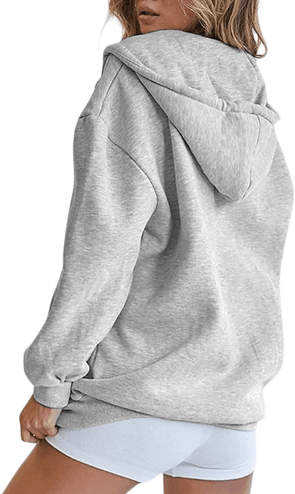 Womens Oversized Zip up Hoodie Baggy Loose Basic Zipper Hooded Sweatshirt Coat Y2K Jacket Apparel & Accessories > Clothing > Activewear Kylie Max   