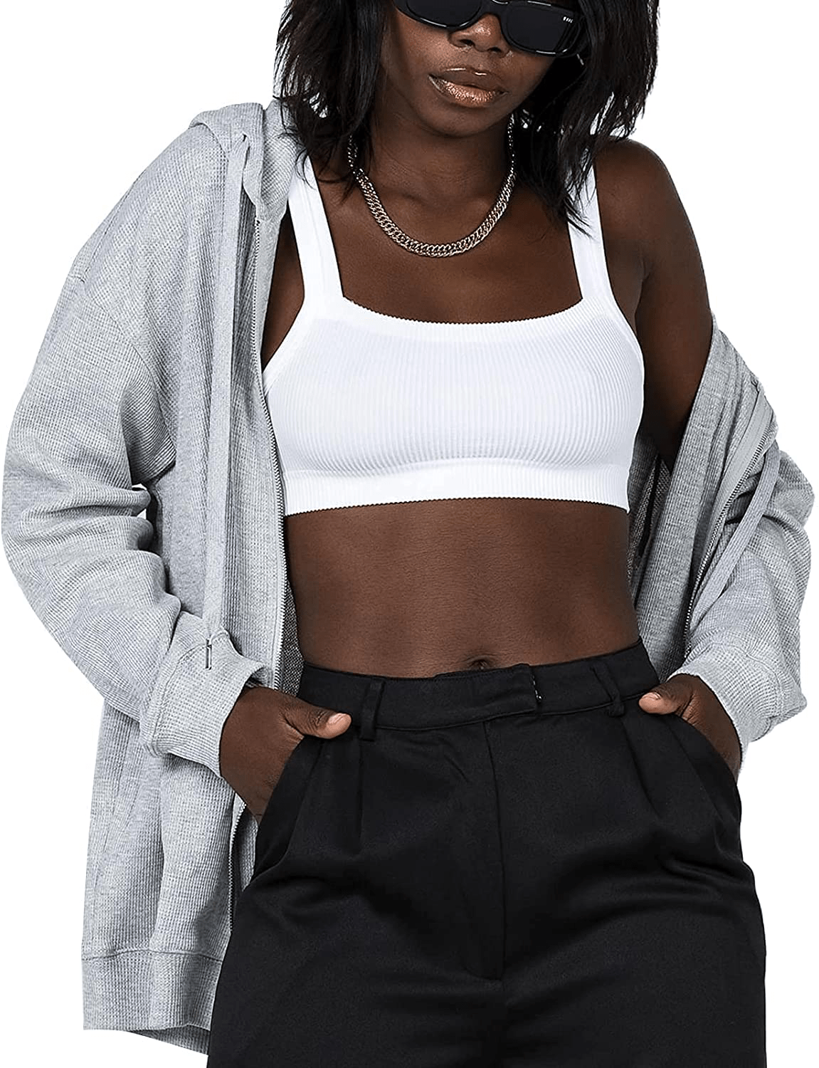 Womens Oversized Zip up Hoodie Baggy Loose Basic Zipper Hooded Sweatshirt Coat Y2K Jacket Apparel & Accessories > Clothing > Activewear Kylie Max   