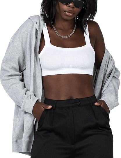 Womens Oversized Zip up Hoodie Baggy Loose Basic Zipper Hooded Sweatshirt Coat Y2K Jacket Apparel & Accessories > Clothing > Activewear Kylie Max   