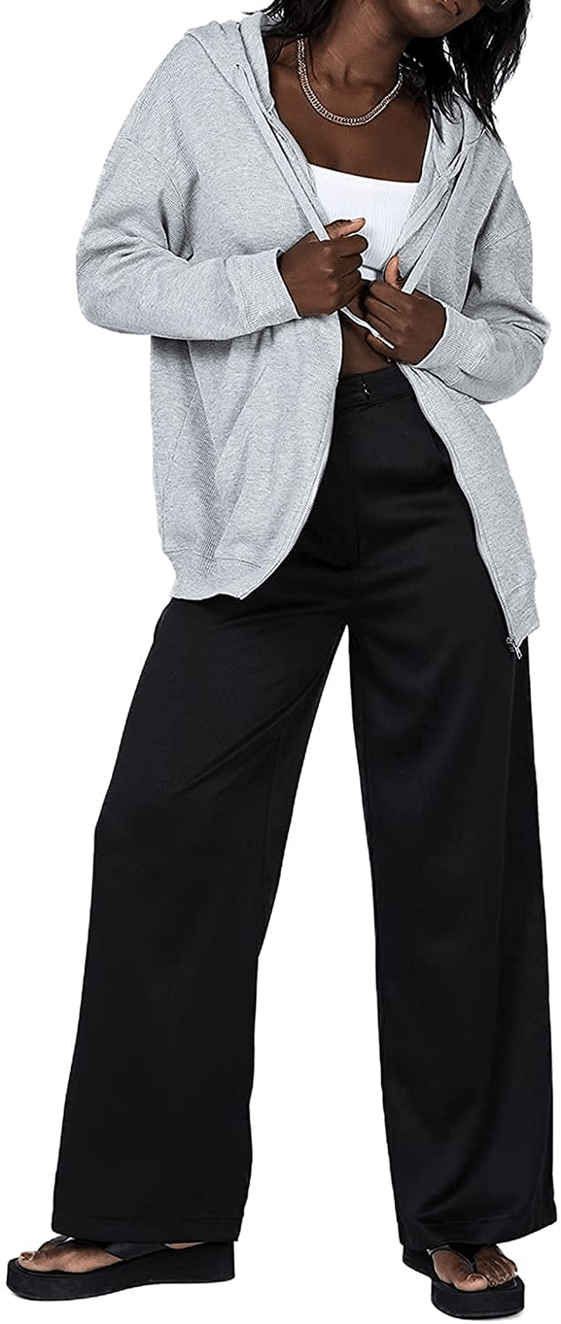 Womens Oversized Zip up Hoodie Baggy Loose Basic Zipper Hooded Sweatshirt Coat Y2K Jacket Apparel & Accessories > Clothing > Activewear Kylie Max   
