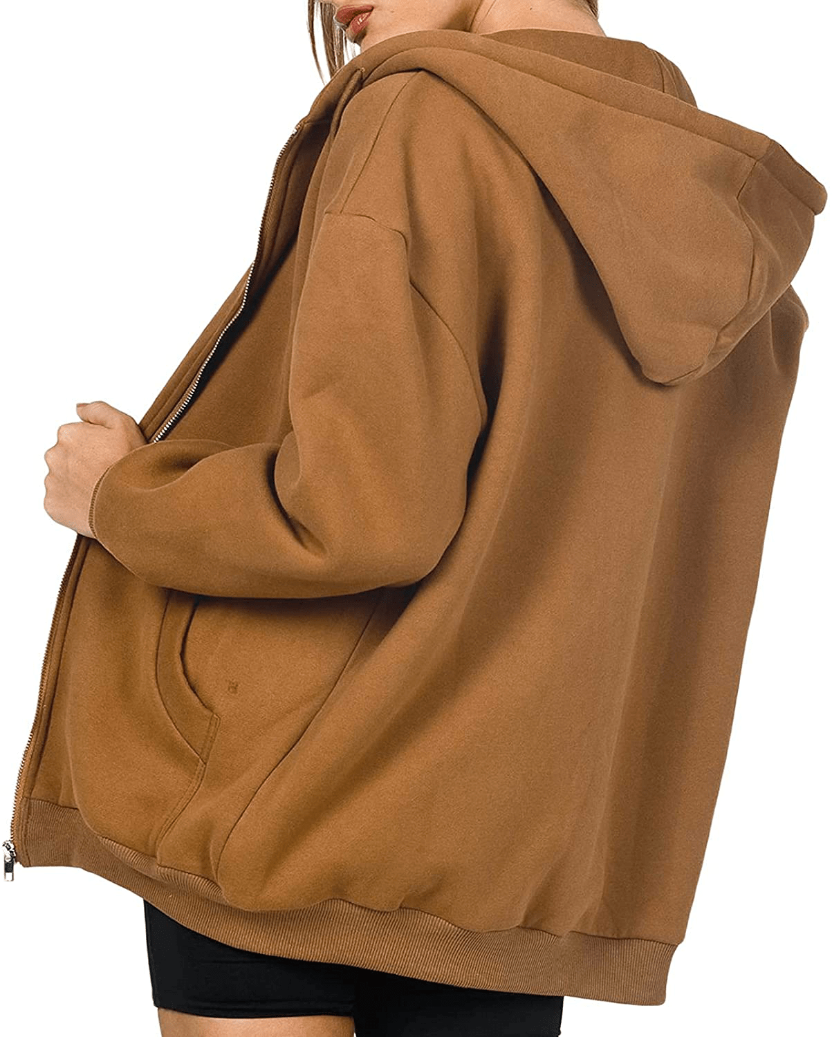 Womens Oversized Zip up Hoodie Baggy Loose Basic Zipper Hooded Sweatshirt Coat Y2K Jacket Apparel & Accessories > Clothing > Activewear Kylie Max   