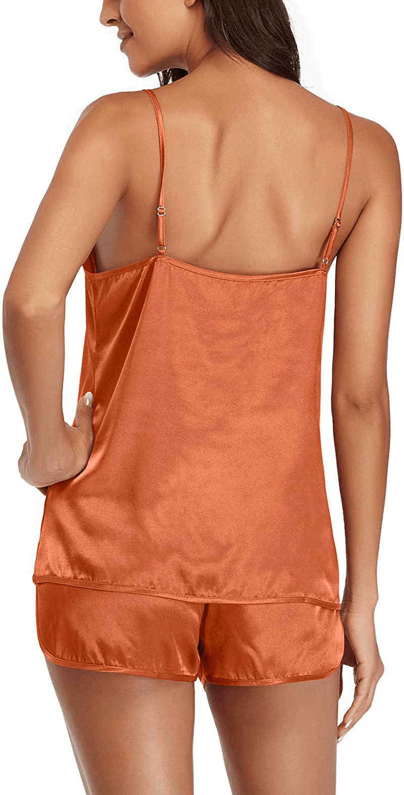 Womens Pajamas, Cool Satin Cami Shorts Set Lightweight Nightwear Silk Pajamas for Women Apparel & Accessories > Clothing > Sleepwear & Loungewear Kylie Max   