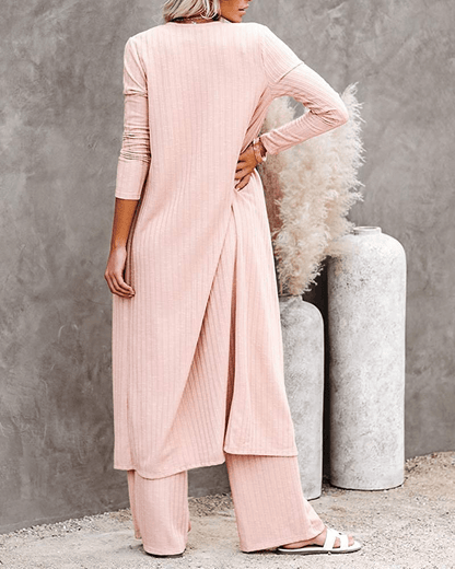 Womens Pajamas Set Fall Winter 3 Piece Loungewear Set Crop Vest Top Loose Pants and Cardigan Knitwear Jumpsuit Warm Apparel & Accessories > Clothing > Sleepwear & Loungewear Kylie Max   