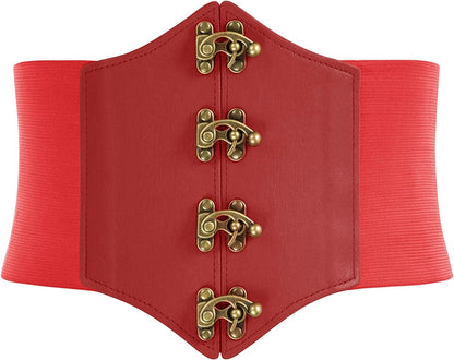 Womens Pirate Corset Cincher Gothic Punk Wide Stretch Waist Belts Wine Red XXL Apparel & Accessories > Clothing Accessories > Belts SCARLET DARKNESS   