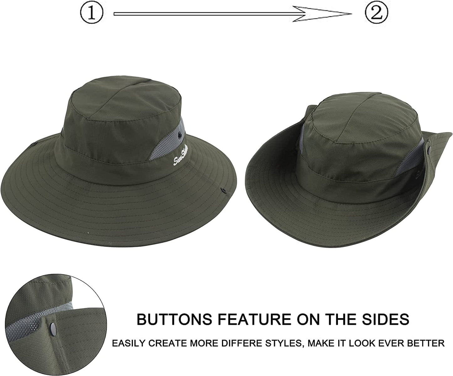 Womens Ponytail Sun Hat UV Protection Mesh Foldable Wide Brim Beach Fishing Hat Apparel & Accessories > Clothing Accessories > Hats HGGE   