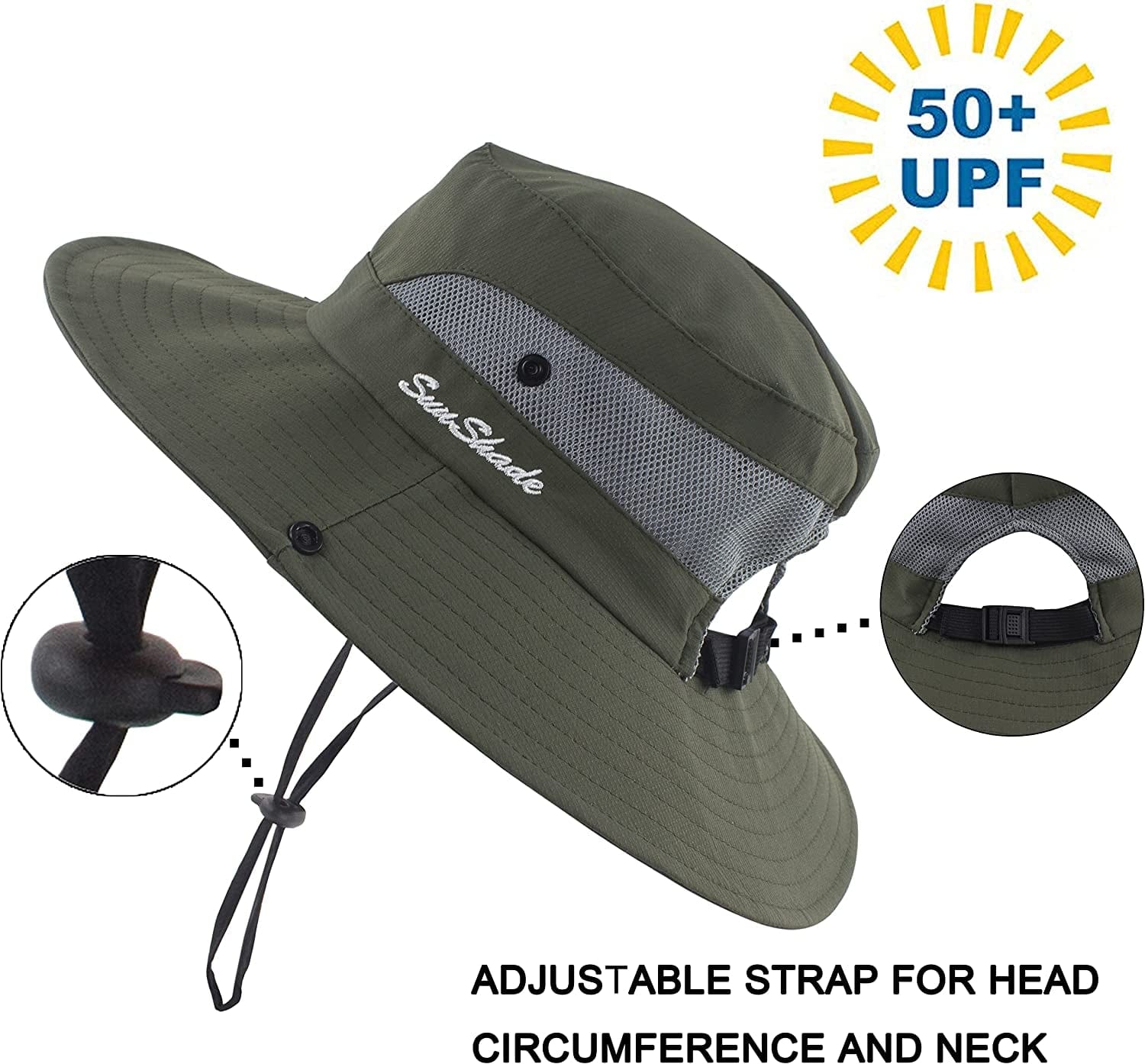 Womens Ponytail Sun Hat UV Protection Mesh Foldable Wide Brim Beach Fishing Hat Apparel & Accessories > Clothing Accessories > Hats HGGE   