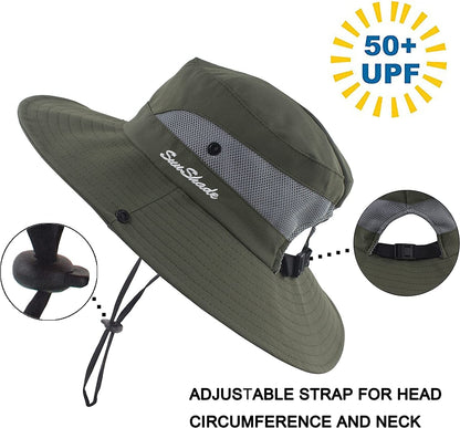 Womens Ponytail Sun Hat UV Protection Mesh Foldable Wide Brim Beach Fishing Hat Apparel & Accessories > Clothing Accessories > Hats HGGE   