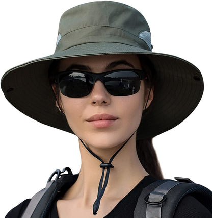 Womens Ponytail Sun Hat UV Protection Mesh Foldable Wide Brim Beach Fishing Hat Apparel & Accessories > Clothing Accessories > Hats HGGE   