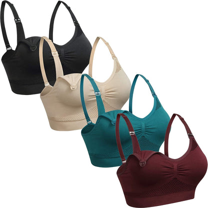 Womens Push up Nursing Bra Seamless Maternity Bra Sleeping Maternity Bralette for Breastfeeding Black Beige Blue Red / X-Large