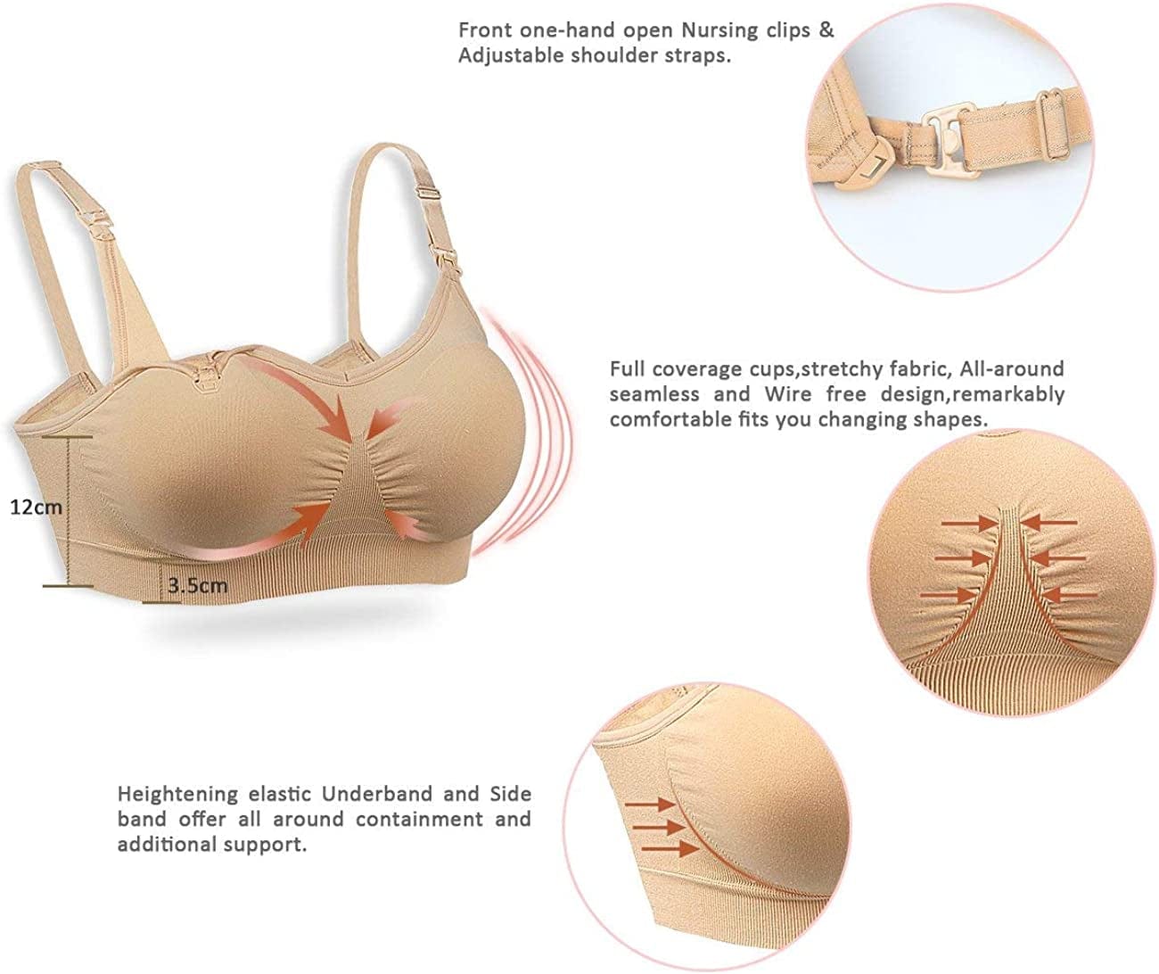 Womens Push up Nursing Bra Seamless Maternity Bra Sleeping Maternity Bralette for Breastfeeding