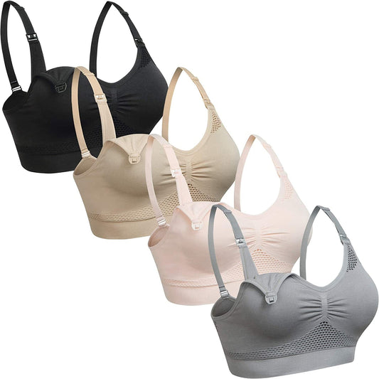 Womens Push up Nursing Bra Seamless Maternity Bra Sleeping Maternity Bralette for Breastfeeding Black Beige Grey Pink / X-Large