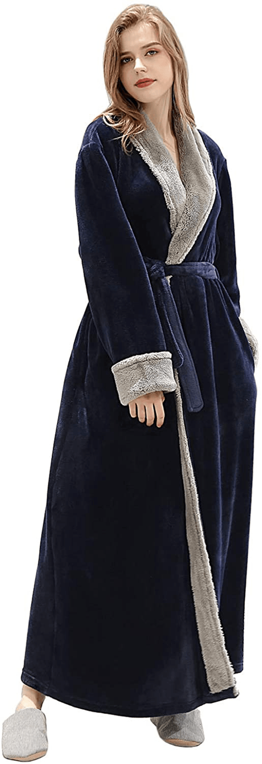 Womens Robe Soft Plush Warm Flannel Spa Long Bathrobe for Ladies Sleepwear Winter Apparel & Accessories > Clothing > Sleepwear & Loungewear > Robes Kylie Max   