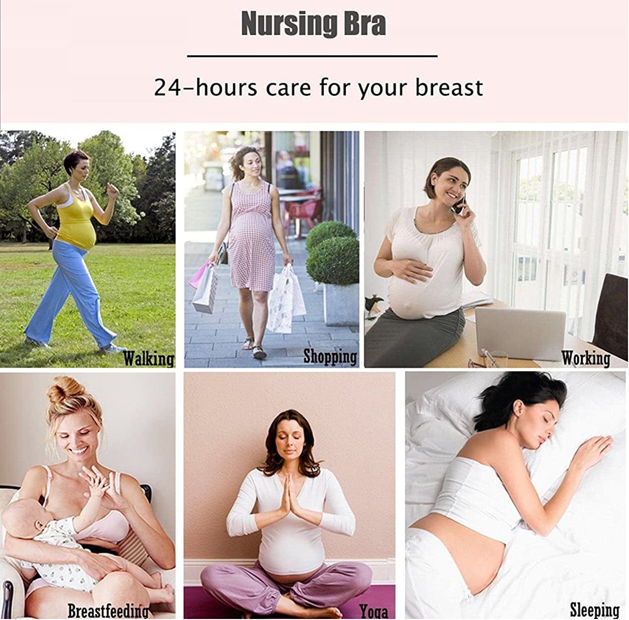 Womens Seamless Nursing Bra Breastfeeding Bra with Remove Bra Pads Extenders