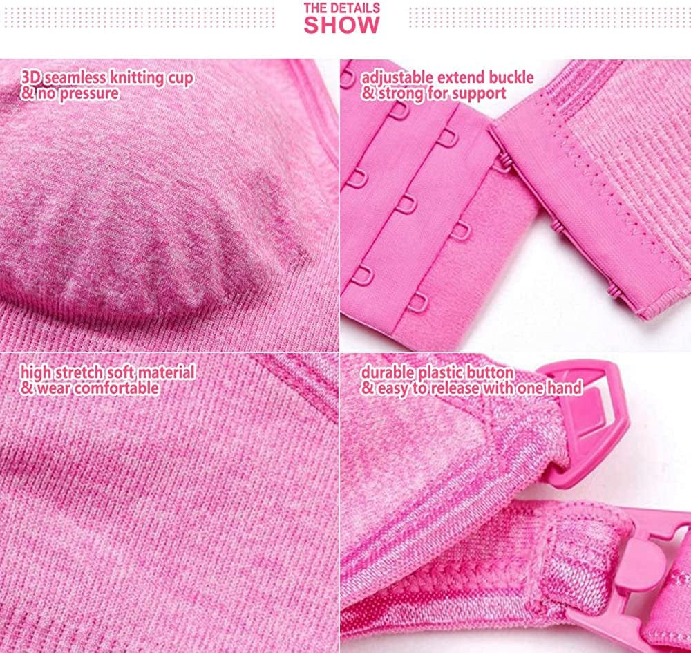 Womens Seamless Nursing Bra Breastfeeding Bra with Remove Bra Pads Extenders