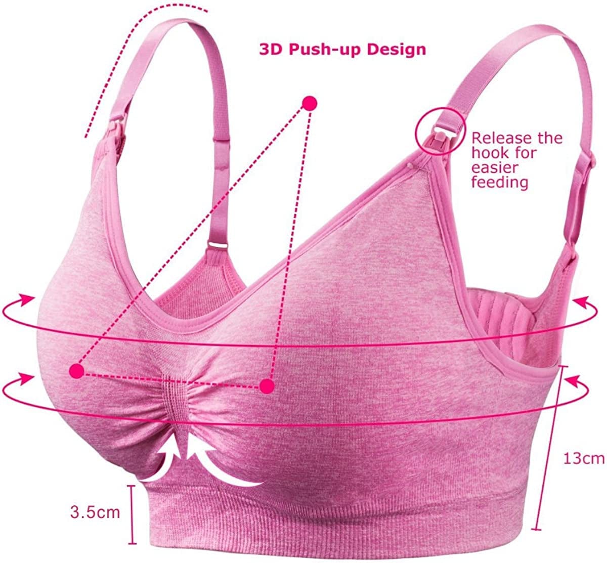 Womens Seamless Nursing Bra Breastfeeding Bra with Remove Bra Pads Extenders