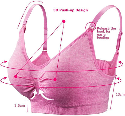 Womens Seamless Nursing Bra Breastfeeding Bra with Remove Bra Pads Extenders