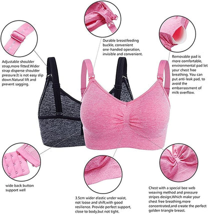 Womens Seamless Nursing Bra Breastfeeding Bra with Remove Bra Pads Extenders