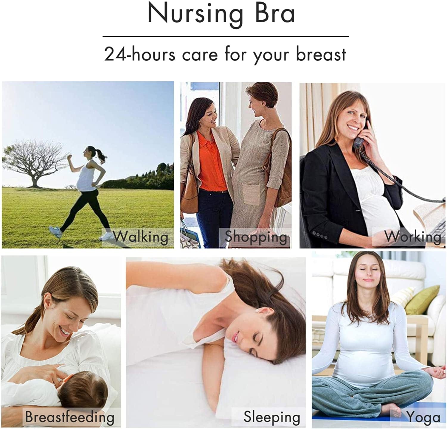Womens Seamless Sleep Nursing Bra,Breastfeeding Maternity Bra with Remove Bra Pads Extenders Pack of 3