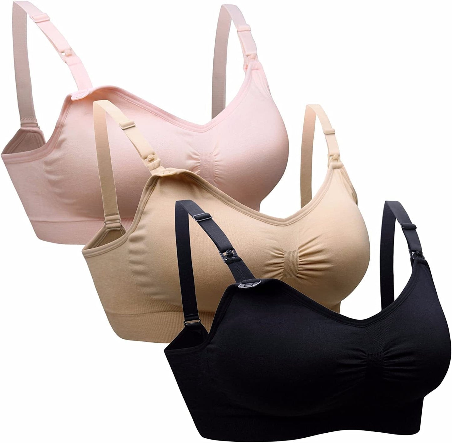 Womens Seamless Sleep Nursing Bra for Breastfeeding Clip down Maternity Bras Pack of 3 3pcs/Pack / XX-Large