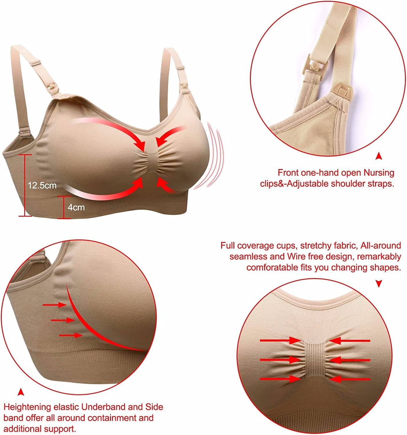 Womens Seamless Sleep Nursing Bra for Breastfeeding Clip down Maternity Bras Pack of 3