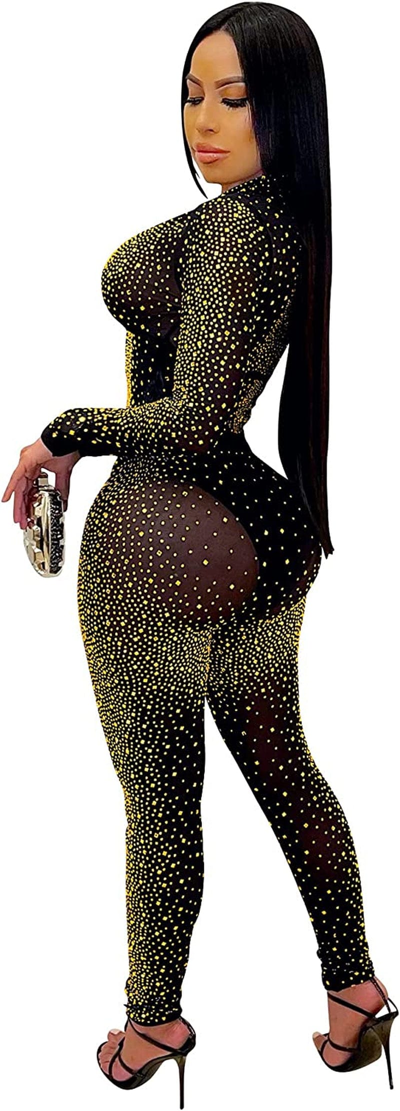 Womens Sexy 2 Pieces Mesh Rhinestone Crop Tops Shirts Bodycon Pants Party Clubwear Tracksuit Outfits Set
