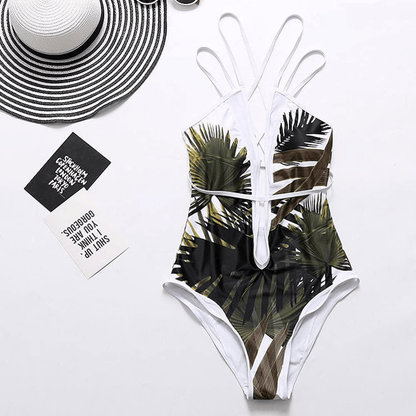 Womens Sexy Bikini Swimsuit,One-Piece Monokini Deep V Neckline Back Criss Cross Swimwear Tummy Control Bathing Suit Apparel & Accessories > Clothing > Swimwear Kylie Max   