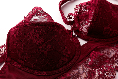 Womens Sexy Embroidery Lace Plunge Push up Bra Set Underwear and Panties Set Apparel & Accessories > Clothing > Underwear & Socks > Lingerie Purplegrape   
