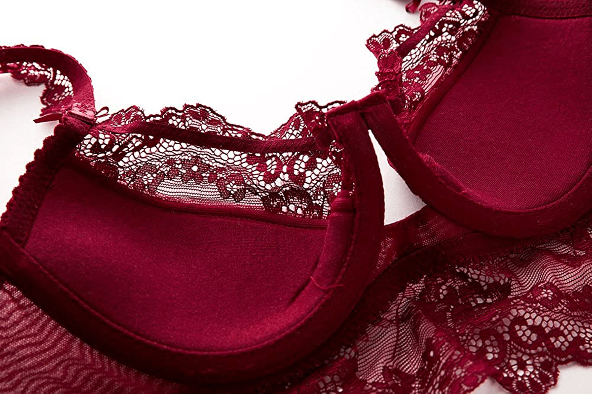 Womens Sexy Embroidery Lace Plunge Push up Bra Set Underwear and Panties Set Apparel & Accessories > Clothing > Underwear & Socks > Lingerie Purplegrape   