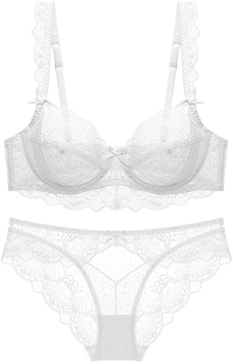 Womens Sexy Embroidery Lace Plunge Push up Bra Set Underwear and Panties Set Apparel & Accessories > Clothing > Underwear & Socks > Lingerie Purplegrape   