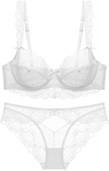 Womens Sexy Embroidery Lace Plunge Push up Bra Set Underwear and Panties Set Apparel & Accessories > Clothing > Underwear & Socks > Lingerie Purplegrape   