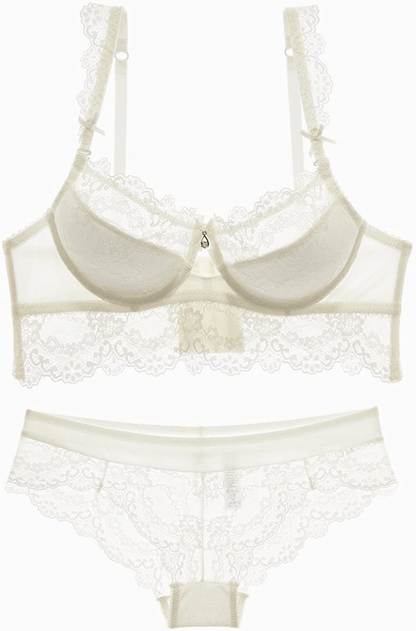 Womens Sexy Embroidery Lace Plunge Push up Bra Set Underwear and Panties Set Apparel & Accessories > Clothing > Underwear & Socks > Lingerie Purplegrape   