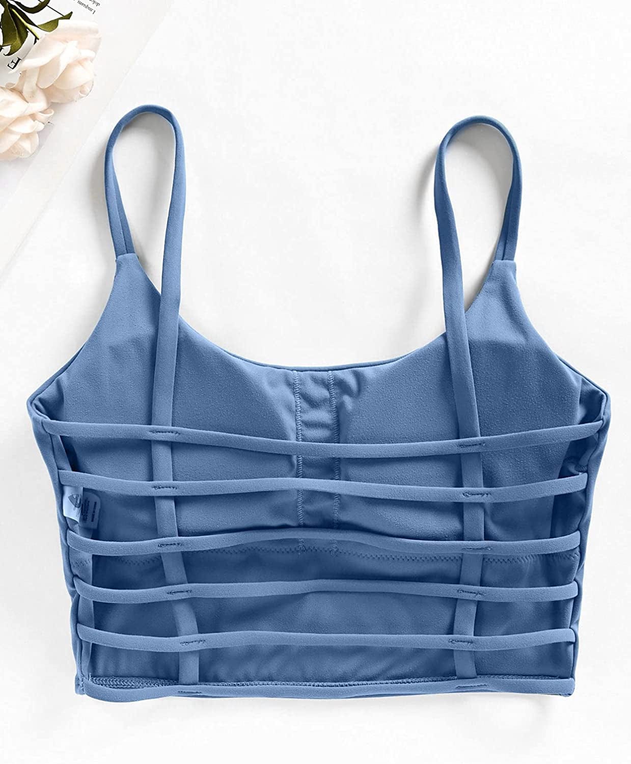 Womens Sexy Longline Sports Bra Yoga Workout Crop Tops Wirefree Padded Tank Top with Built in Bra