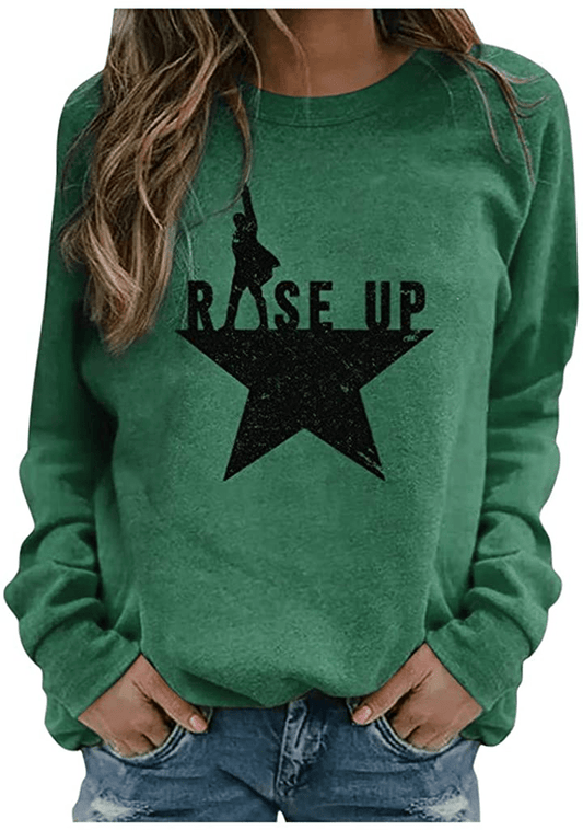 Womens Shirts Sweatshirt Hoodies Valentine'S Day Apparel Independence Day Novelty Long Sleeve Casual Top Girl Pullover Apparel & Accessories > Clothing > Activewear Kylie Max   